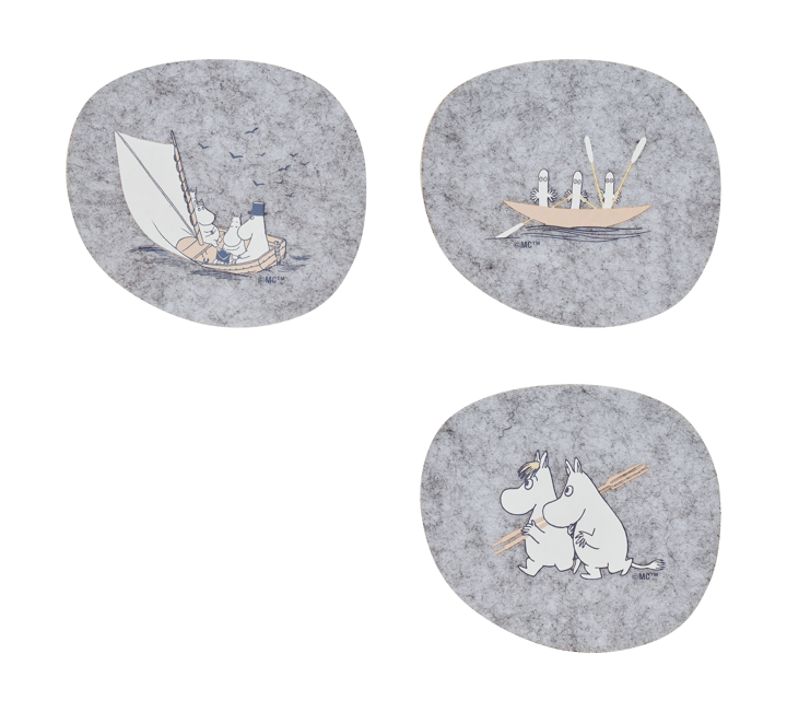 Moomin glasunderlägg 9,5x11 cm 4 delar - Sailors - Muurla